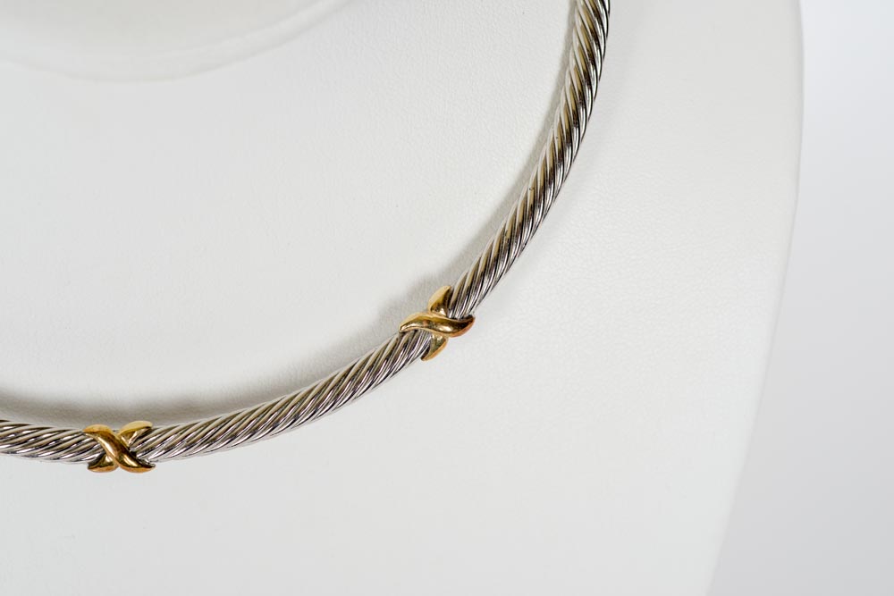 Silver and Gold Tone Necklace and Earrings