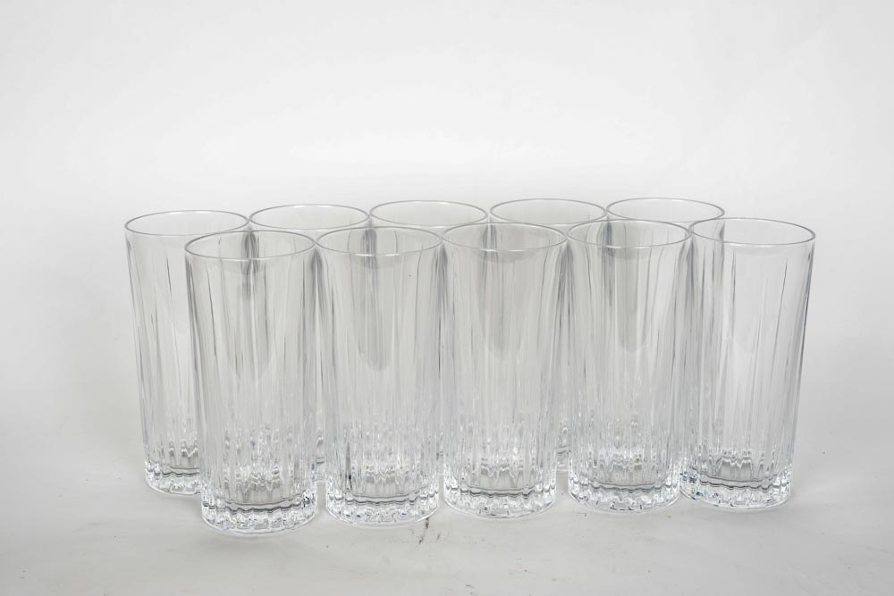 Ten Heavy Leaded Crystal Glasses