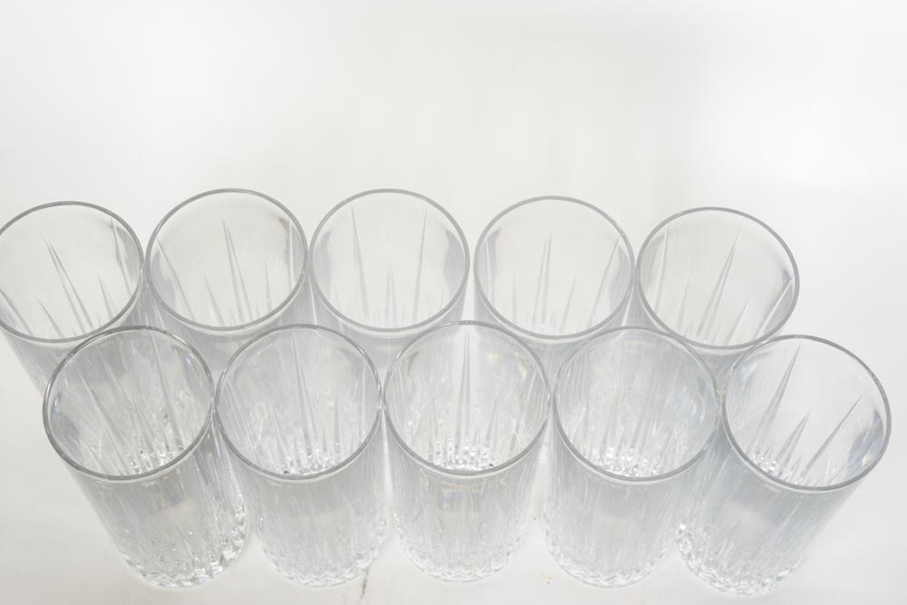 Ten Heavy Leaded Crystal Glasses