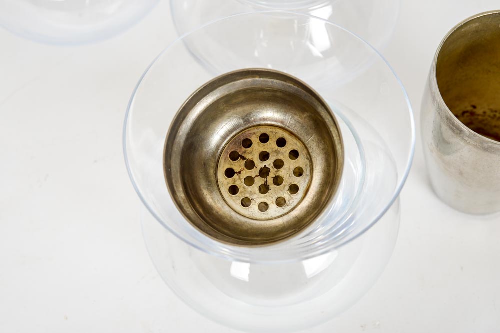 Set of Stemless Martini Glasses with Ice Bowls and Cocktail Shaker
