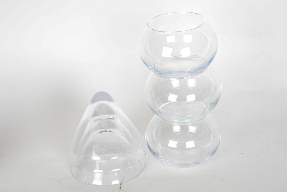 Set of Stemless Martini Glasses with Ice Bowls and Cocktail Shaker