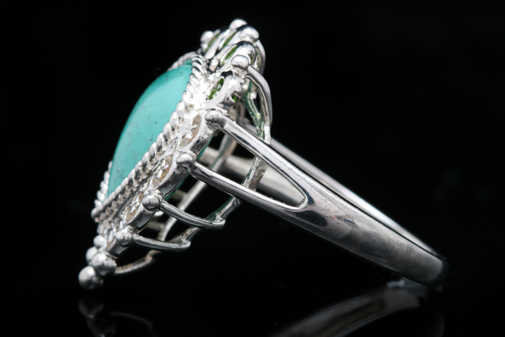 Sterling Silver Turquoise and Chrome Diopside Ring