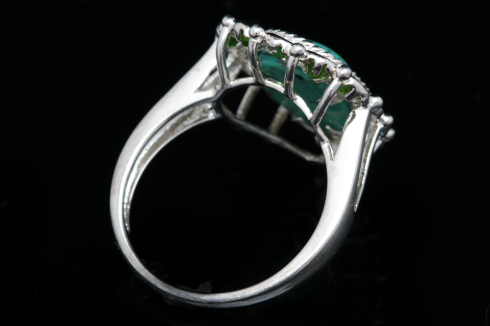 Sterling Silver Turquoise and Chrome Diopside Ring