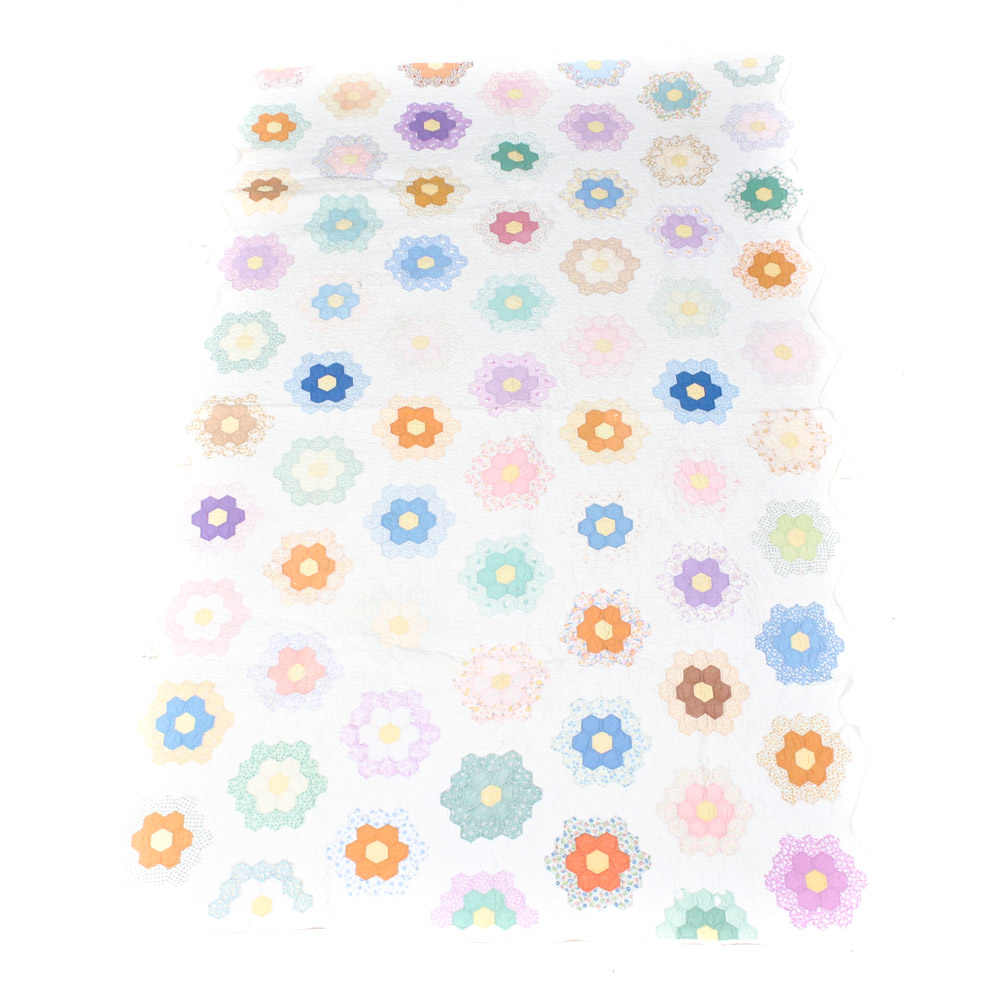 Vintage "Grandmother's Garden" Pattern Quilt