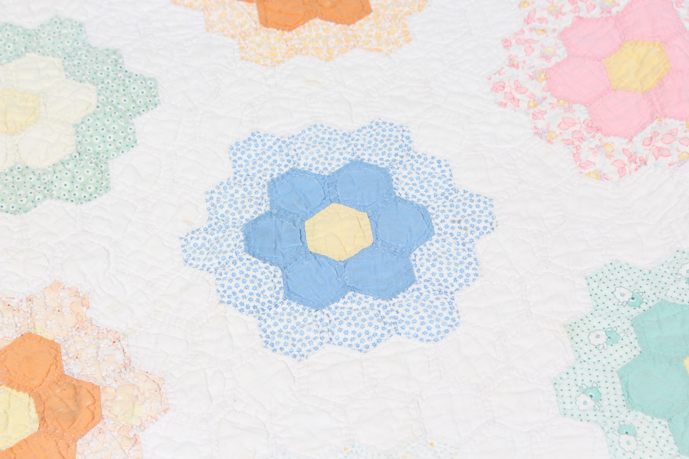 Vintage "Grandmother's Garden" Pattern Quilt