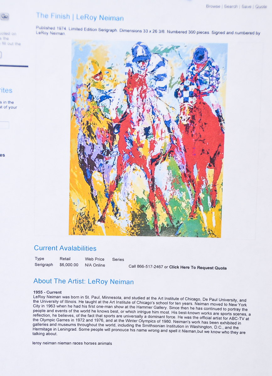 LeRoy Neiman Artist Proof Serigraph "The Finish"