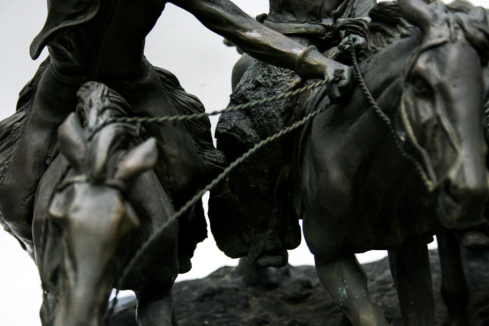 Bronze Reproduction Sculpture After Frederic Remington's "Off the Range (Coming Through The Rye)"