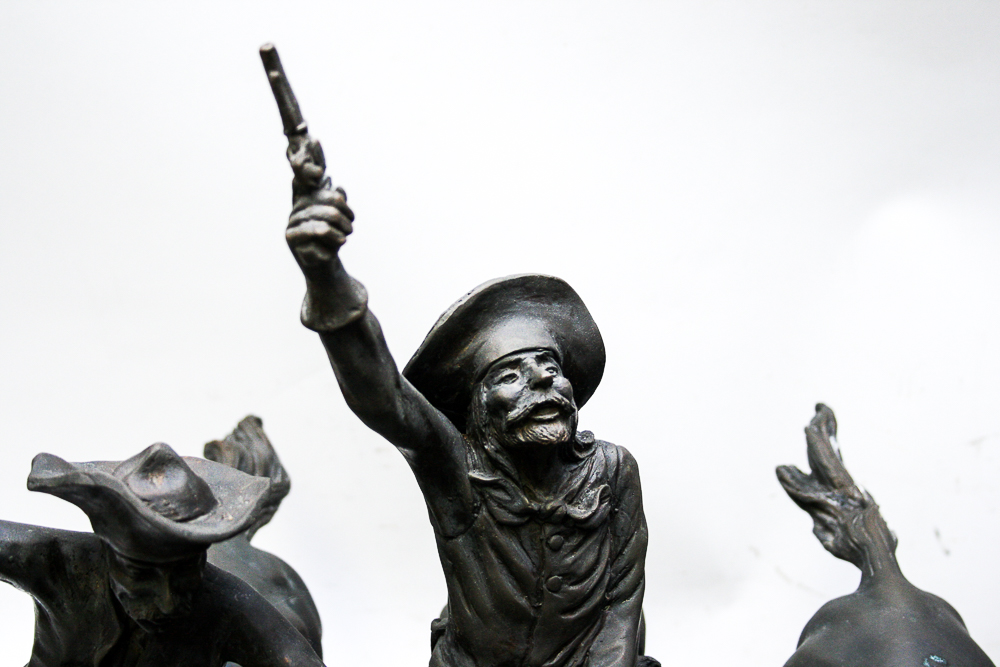Bronze Reproduction Sculpture After Frederic Remington's "Off the Range (Coming Through The Rye)"
