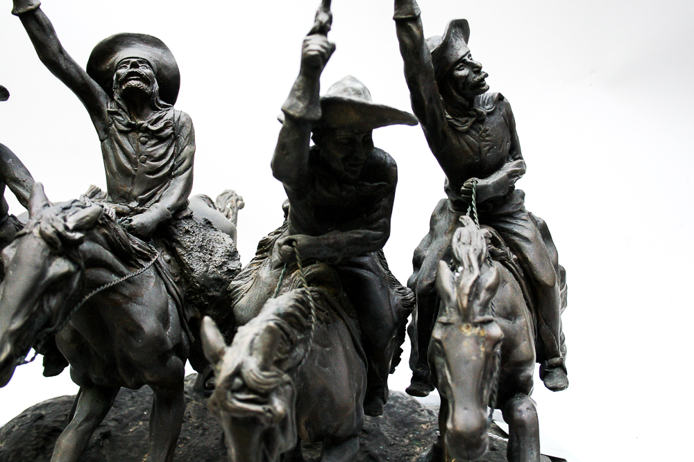 Bronze Reproduction Sculpture After Frederic Remington's "Off the Range (Coming Through The Rye)"