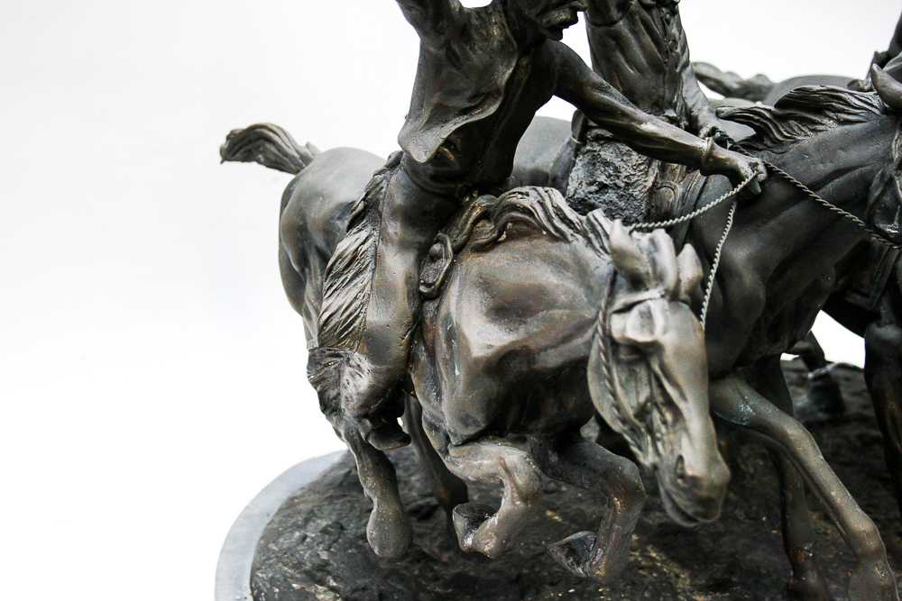 Bronze Reproduction Sculpture After Frederic Remington's "Off the Range (Coming Through The Rye)"