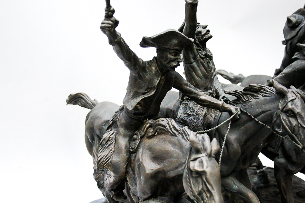 Bronze Reproduction Sculpture After Frederic Remington's "Off the Range (Coming Through The Rye)"