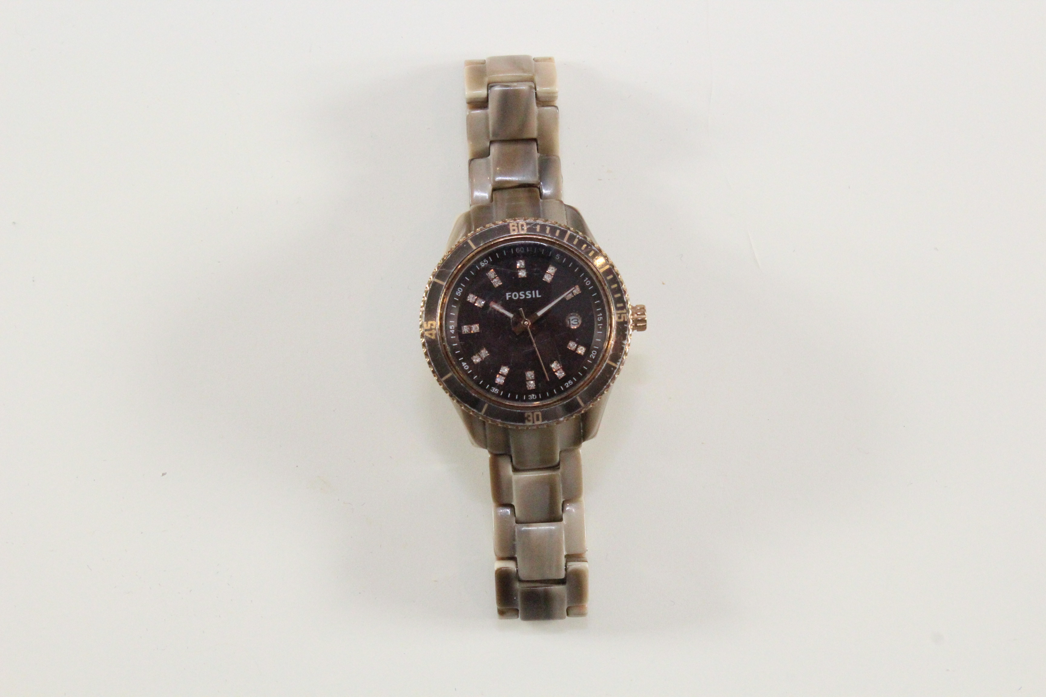 Silver Tone Framed Fossil Wrist Watch
