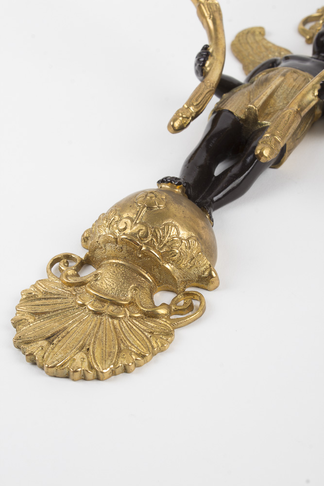 Ebony and Gold Angel Sconces