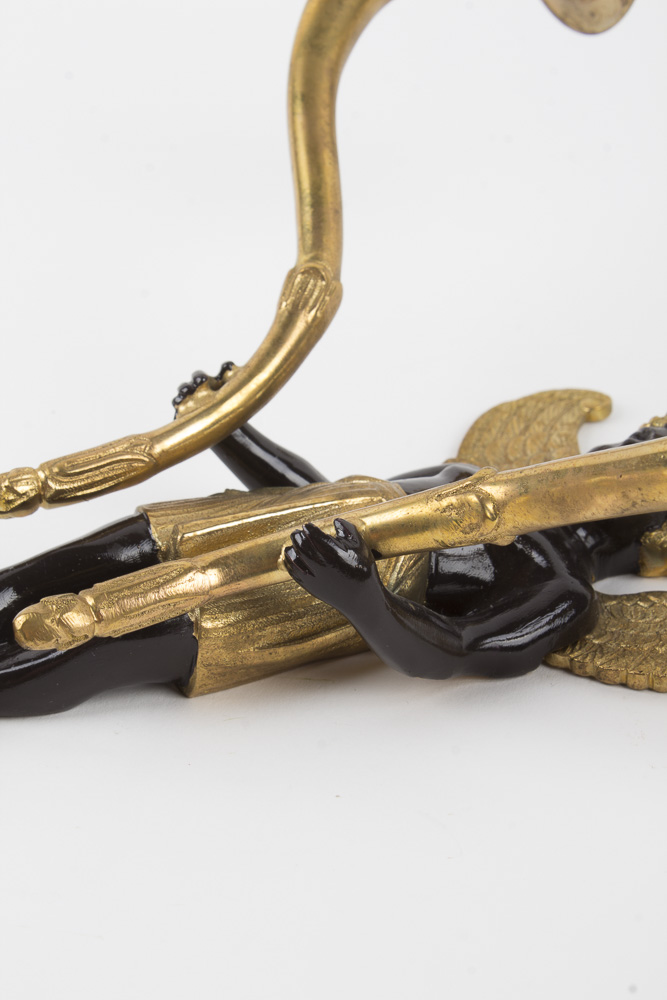 Ebony and Gold Angel Sconces