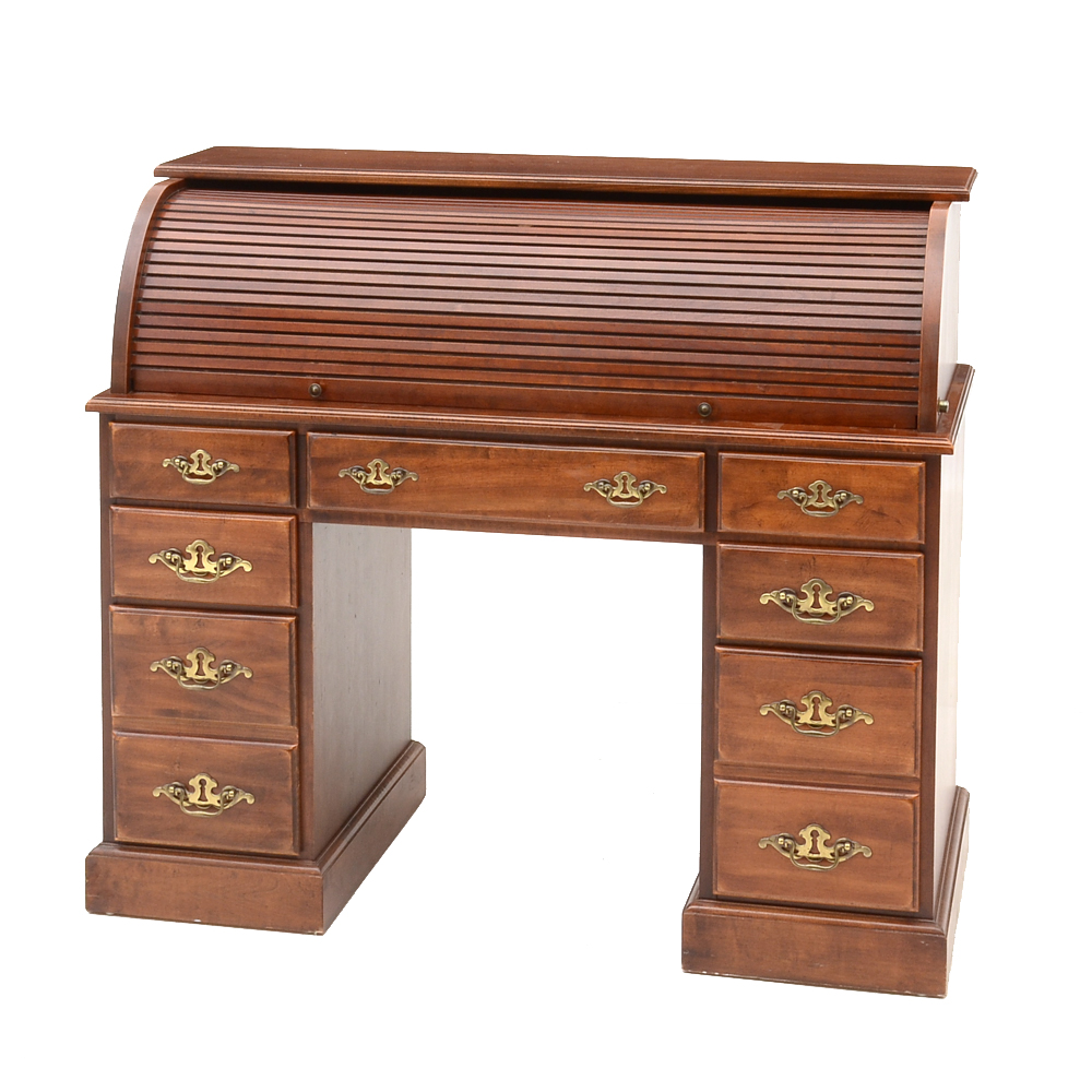 Early American Style Cherry Roll-Top Desk