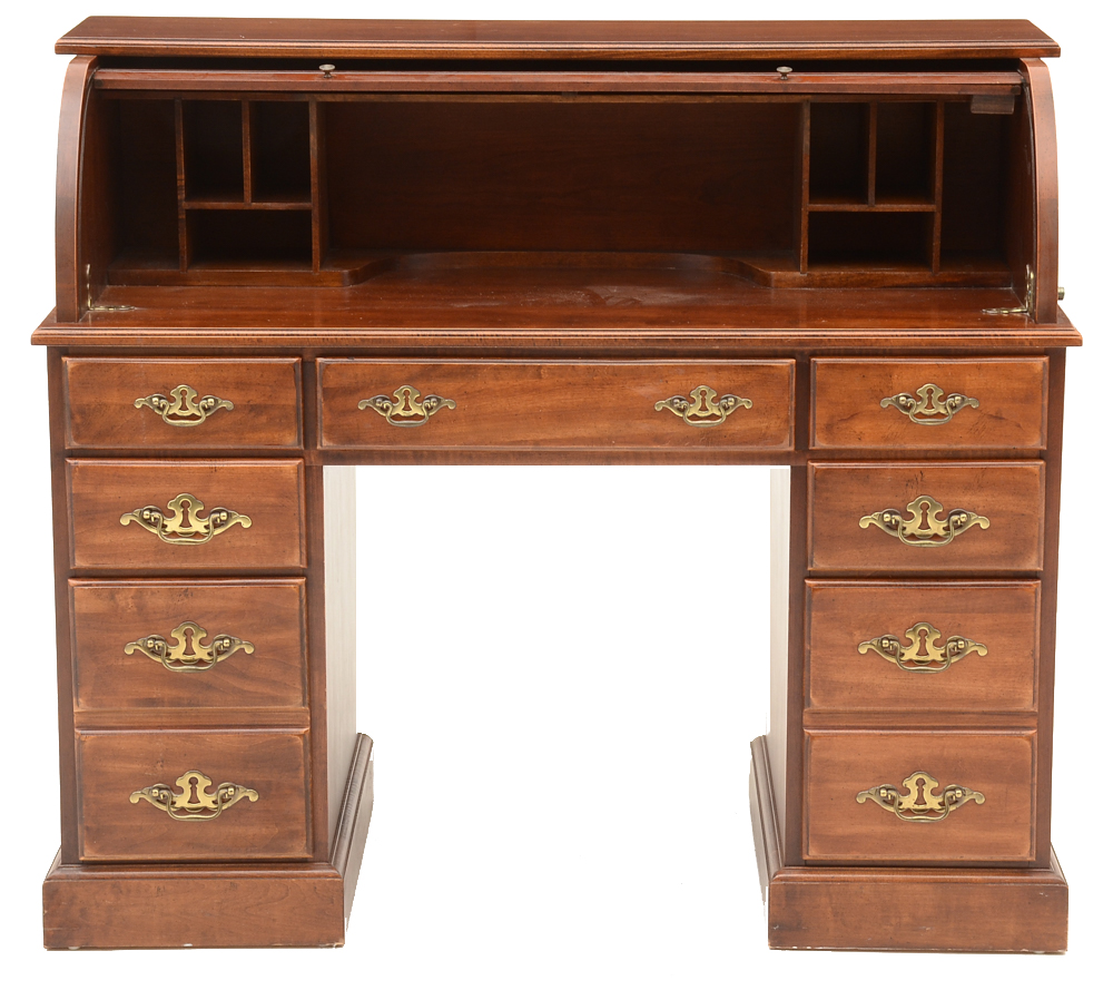 Early American Style Cherry Roll-Top Desk