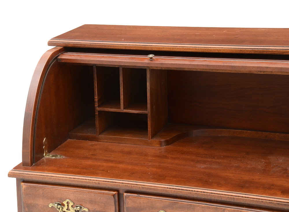 Early American Style Cherry Roll-Top Desk