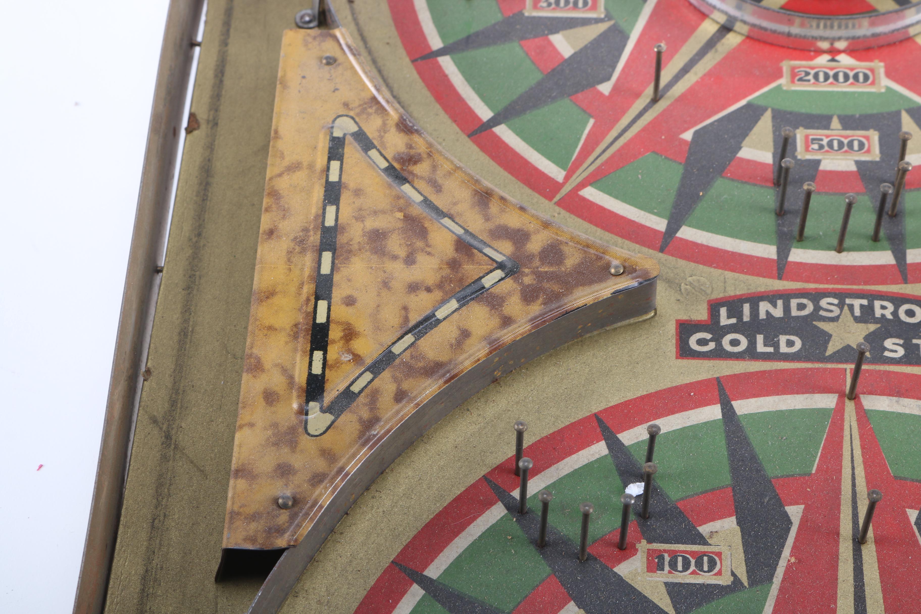 1934 Lindstrom "Gold Star" Bagatelle Tabletop Game