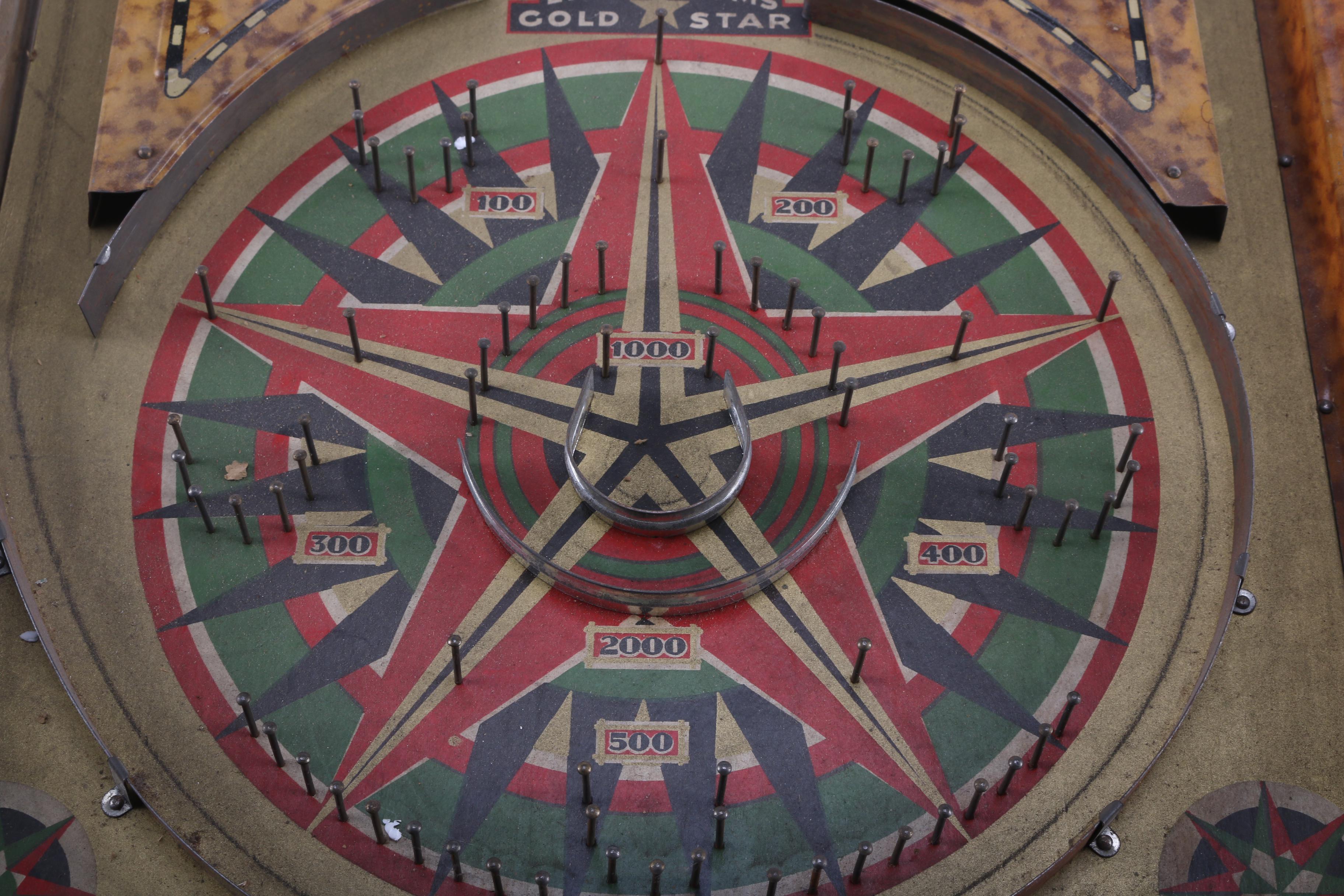 1934 Lindstrom "Gold Star" Bagatelle Tabletop Game