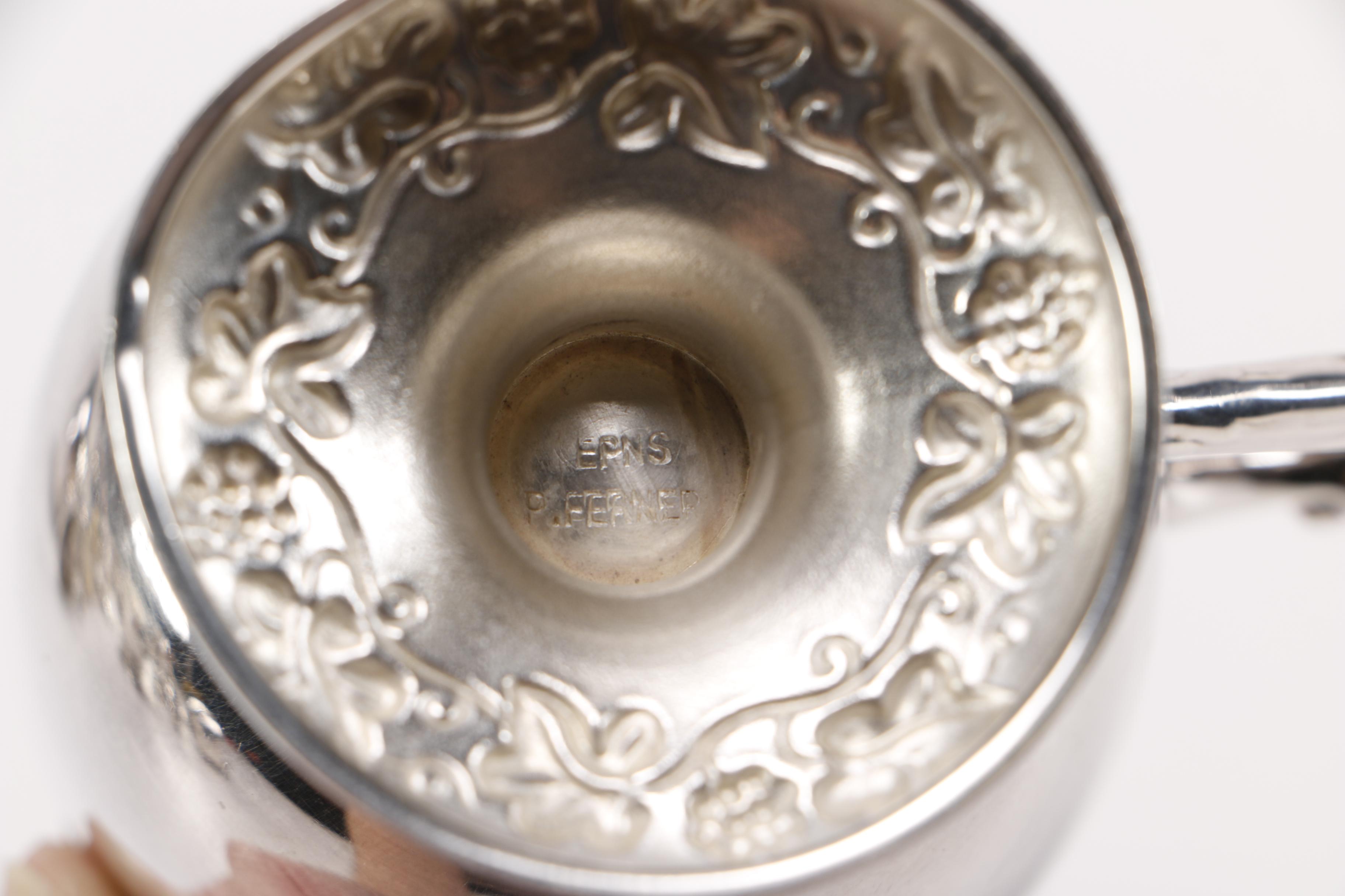 P. Ferner Silver Plate Punch Bowl Set