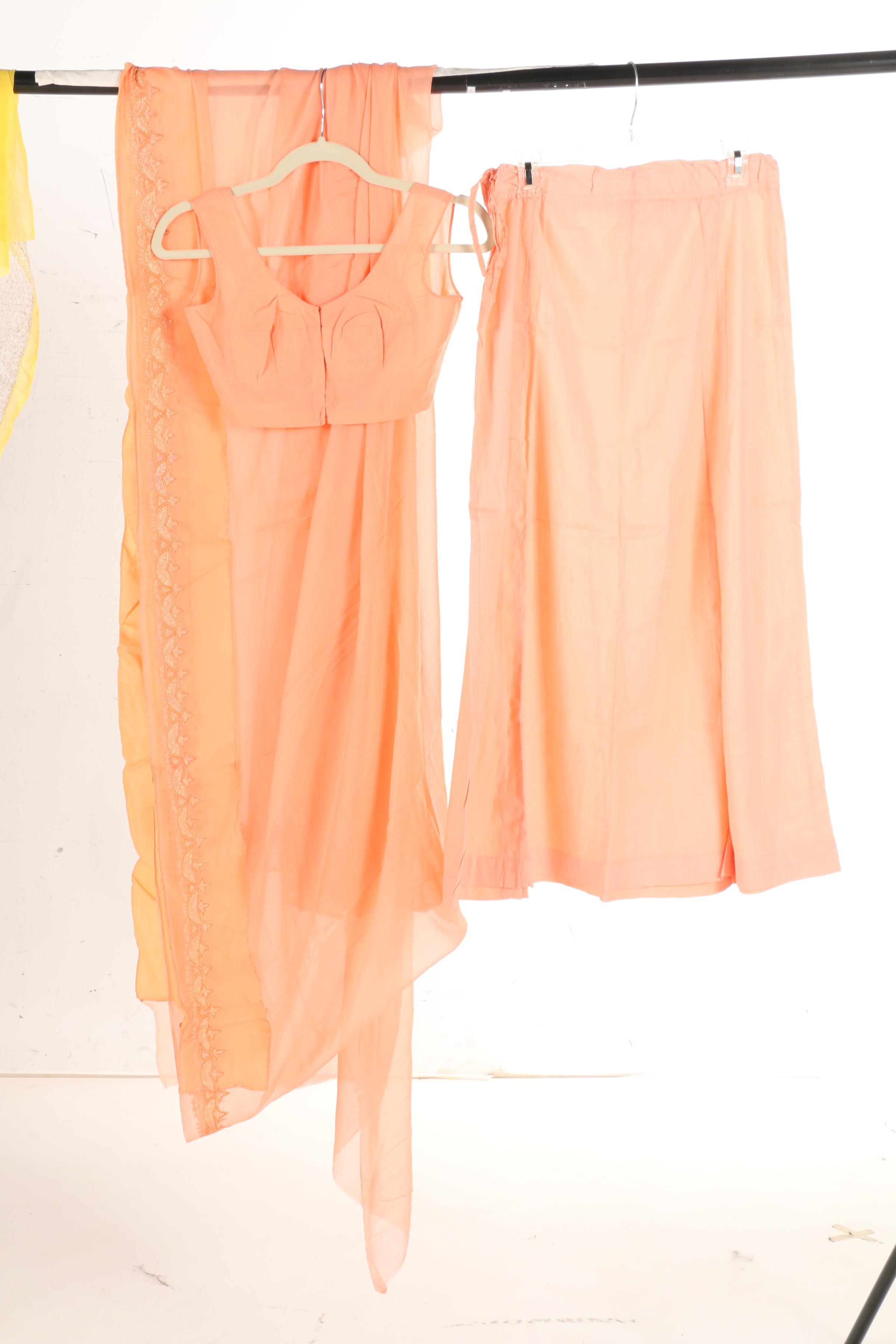 Assortment of Colorful Solid Sari's