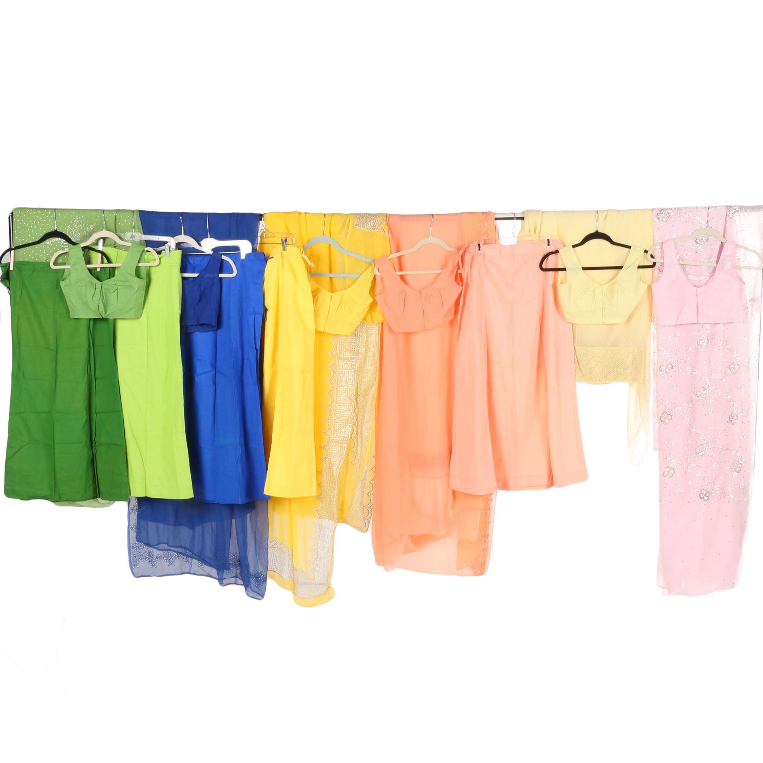 Assortment of Colorful Solid Sari's