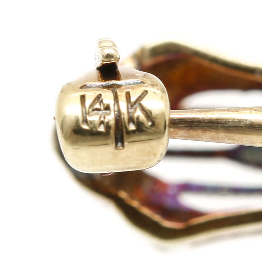 Art Deco 14K Yellow Gold and Platinum Diamond Bar Brooch