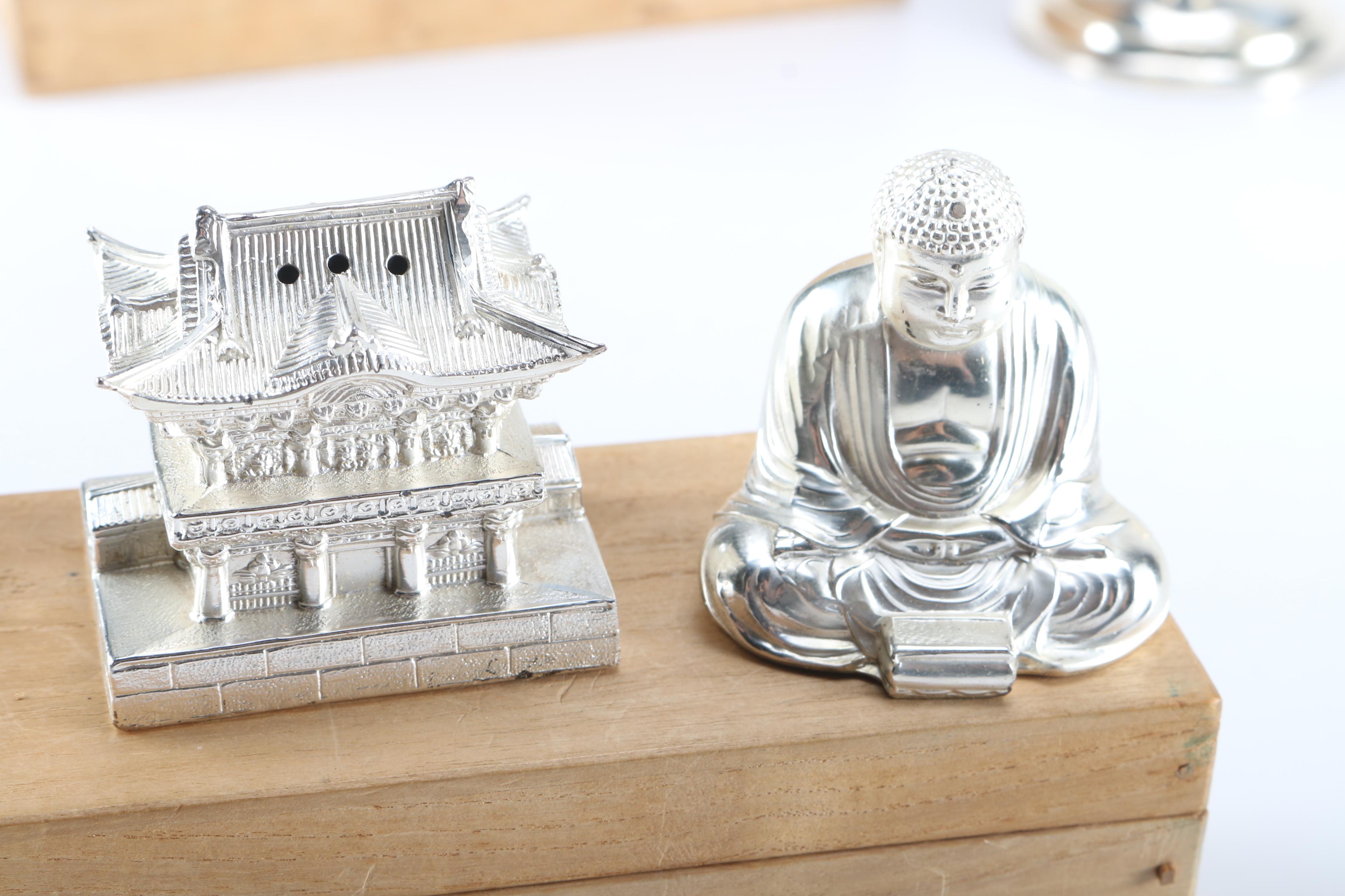 Vintage Silver-Plated Candleholders and Salt and Pepper Set