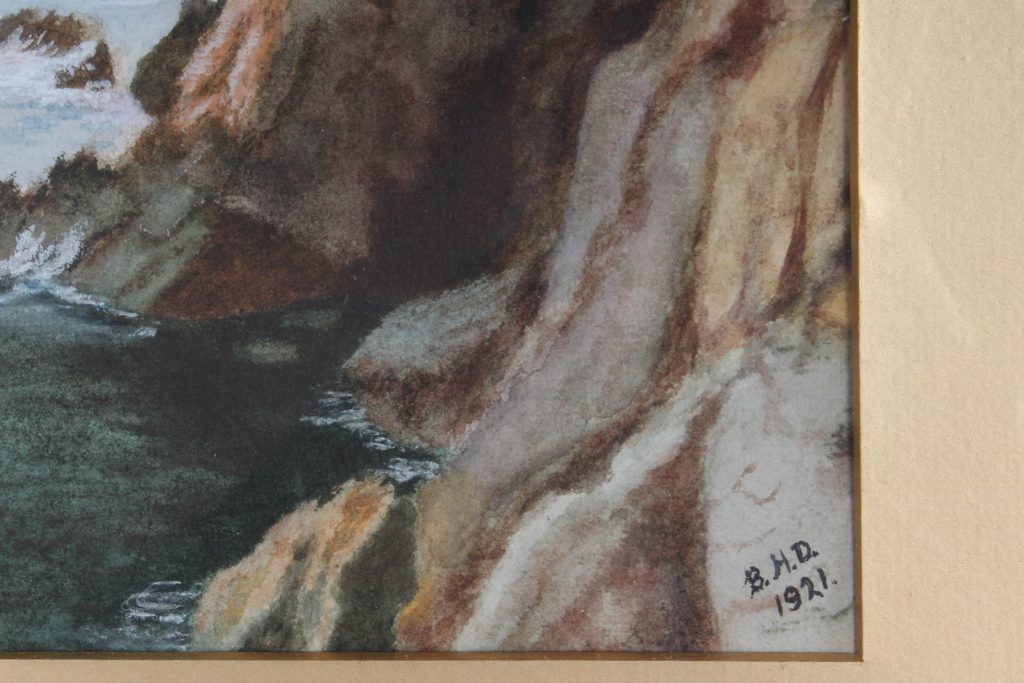 Vintage Watercolor Painting of School Children Fishing