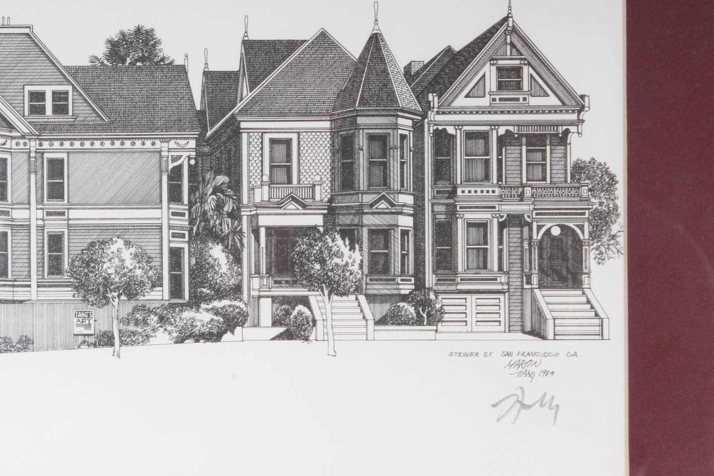 Martin Tang Lithograph "Steiner St.  San Francisco, CA"
