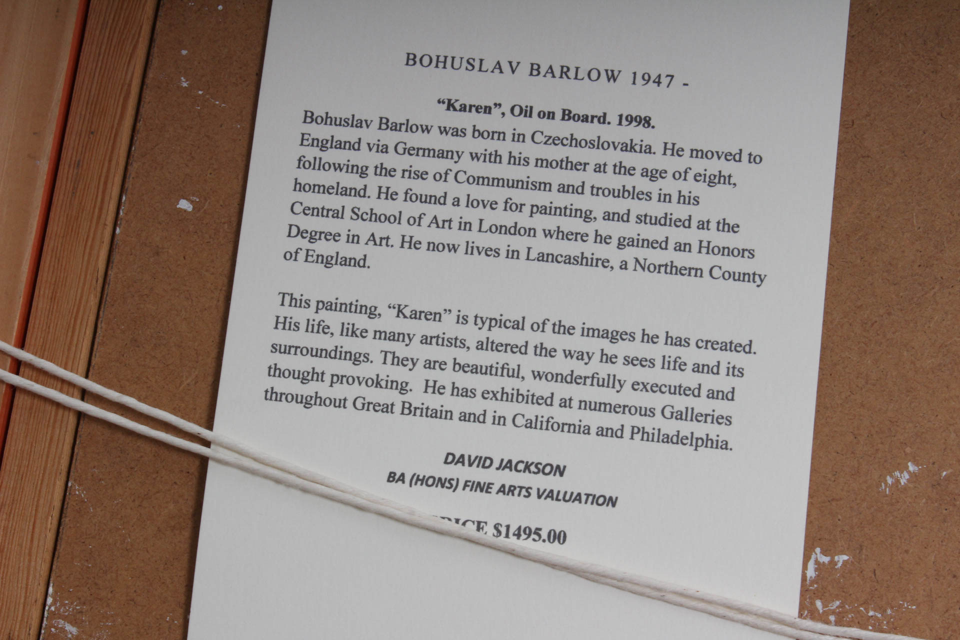 Bohuslav Barlow Oil Painting "Karen"