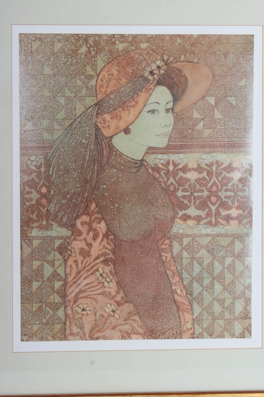 Ed Perreira Oil Painting on Board "Girl With a Red Hat"