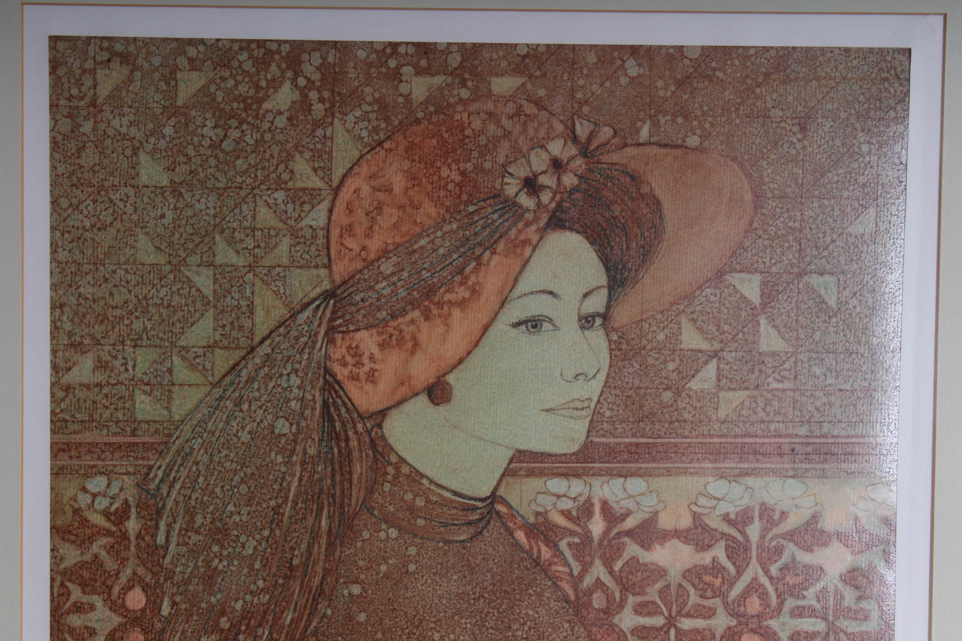 Ed Perreira Oil Painting on Board "Girl With a Red Hat"