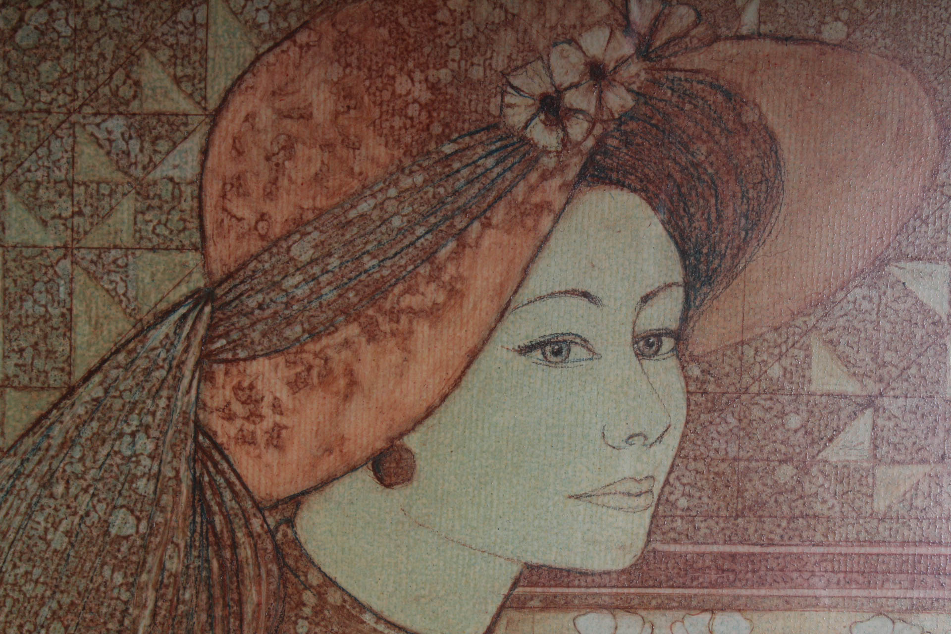 Ed Perreira Oil Painting on Board "Girl With a Red Hat"