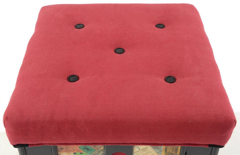 Game Board Decoupaged Storage Ottoman