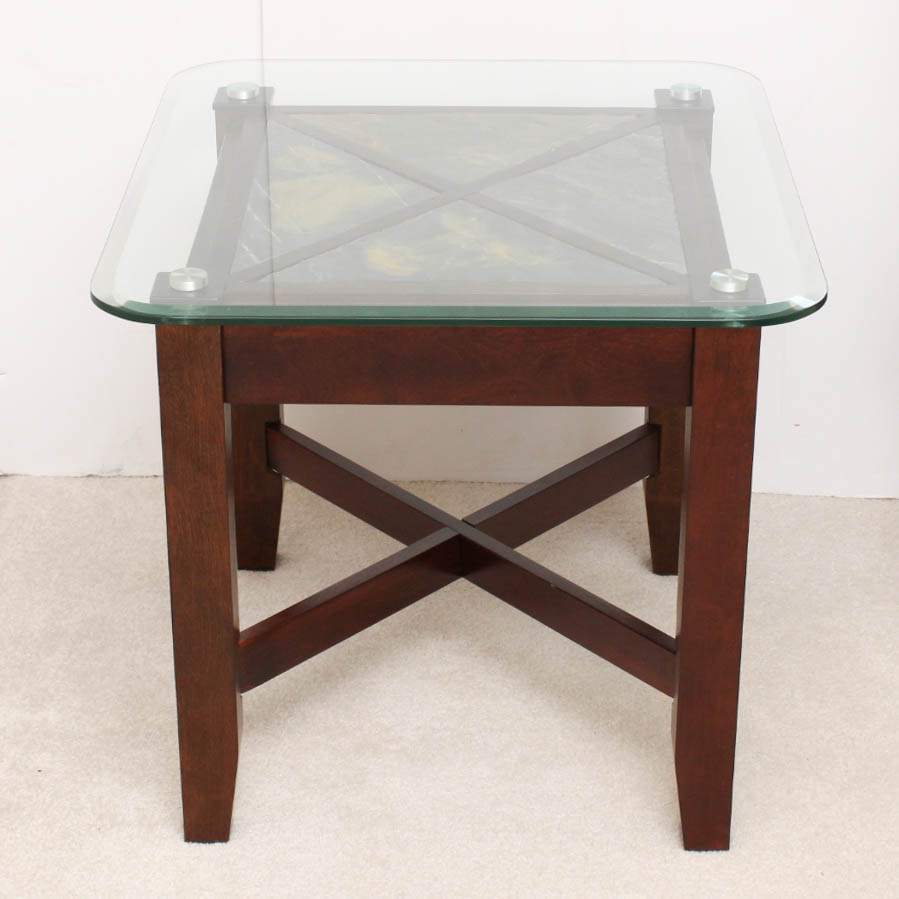 Glass and Slate Top Accent Table
