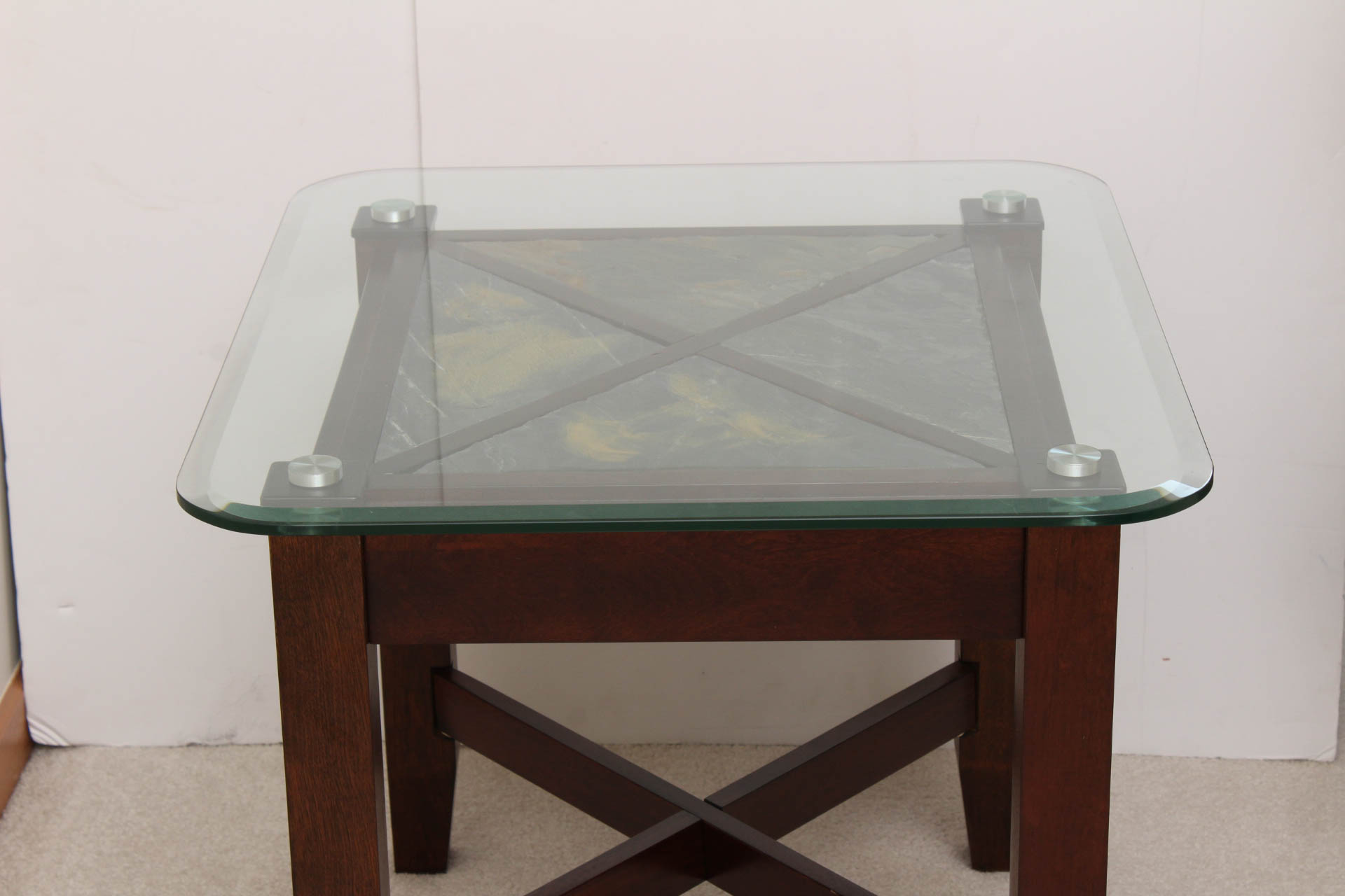 Glass and Slate Top Accent Table
