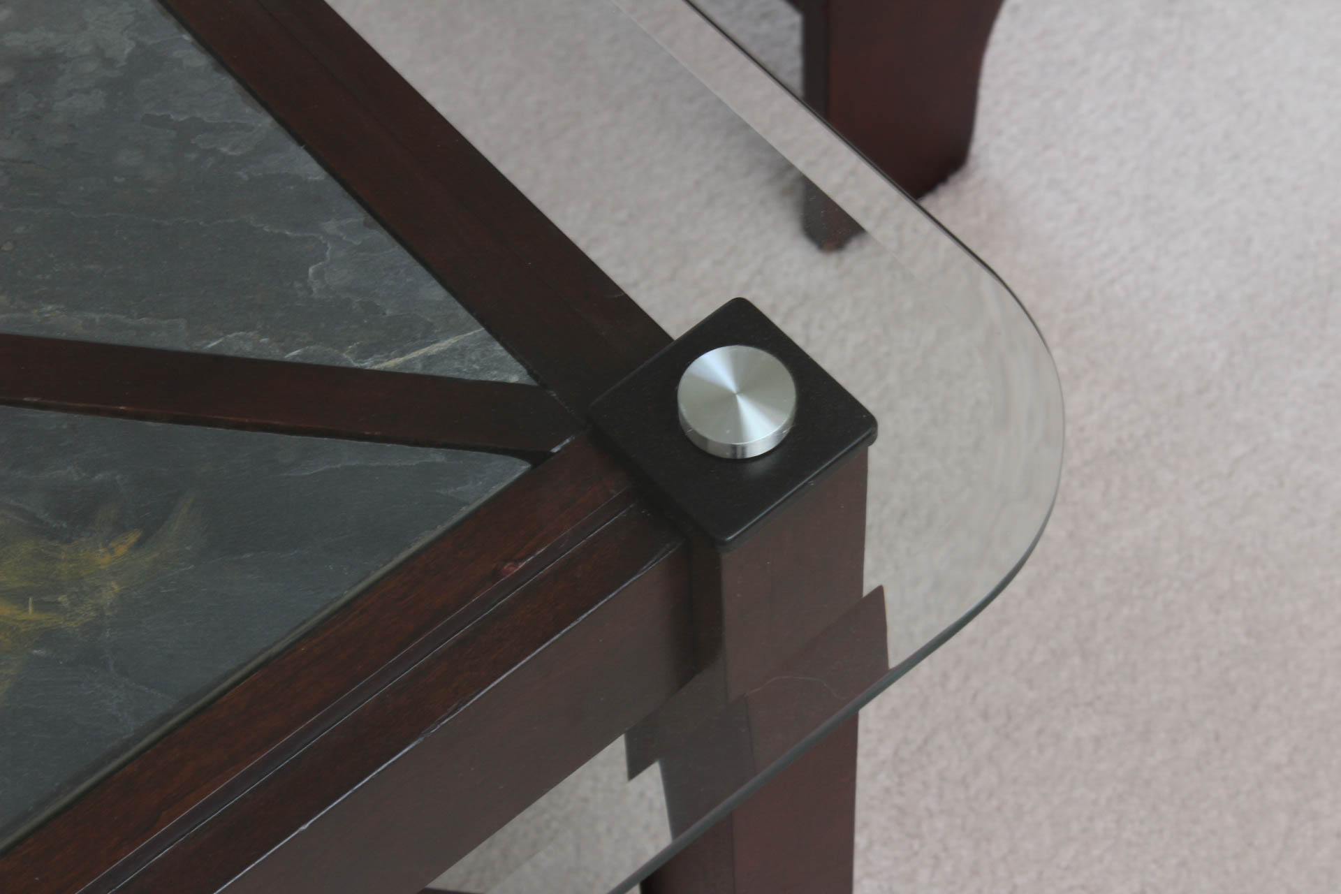 Glass and Slate Top Accent Table