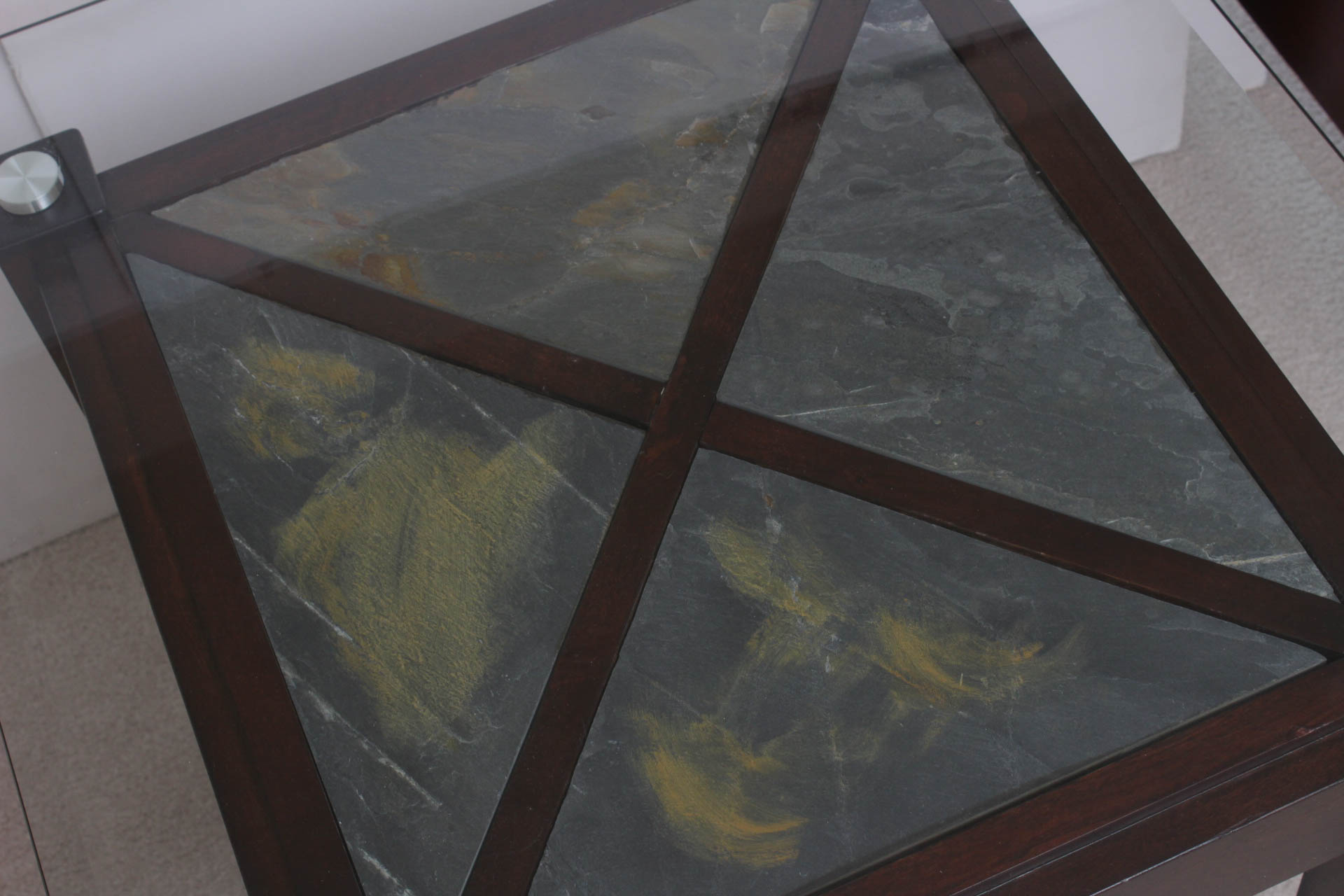 Glass and Slate Top Accent Table