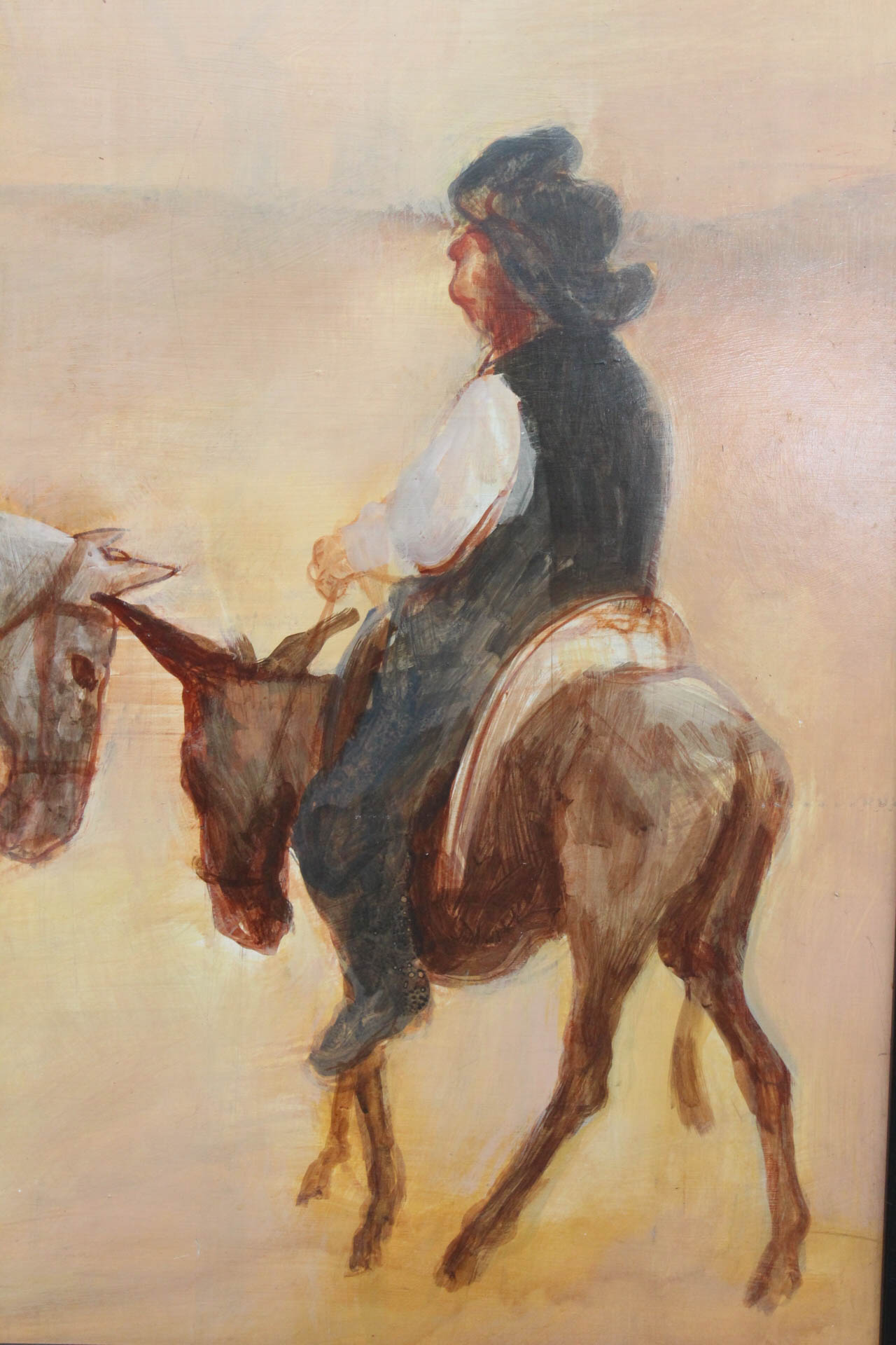 Harold Wood Oil Painting on Board featuring  "Don Quixote"