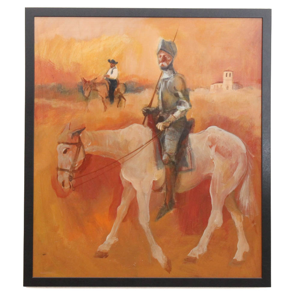 Harold Wood Oil Painting on Board featuring  "Don Quixote"