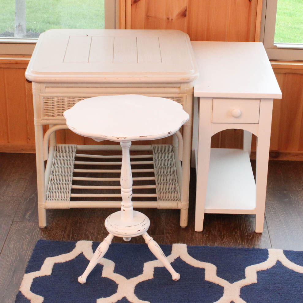 White Painted Wood Accent Tables
