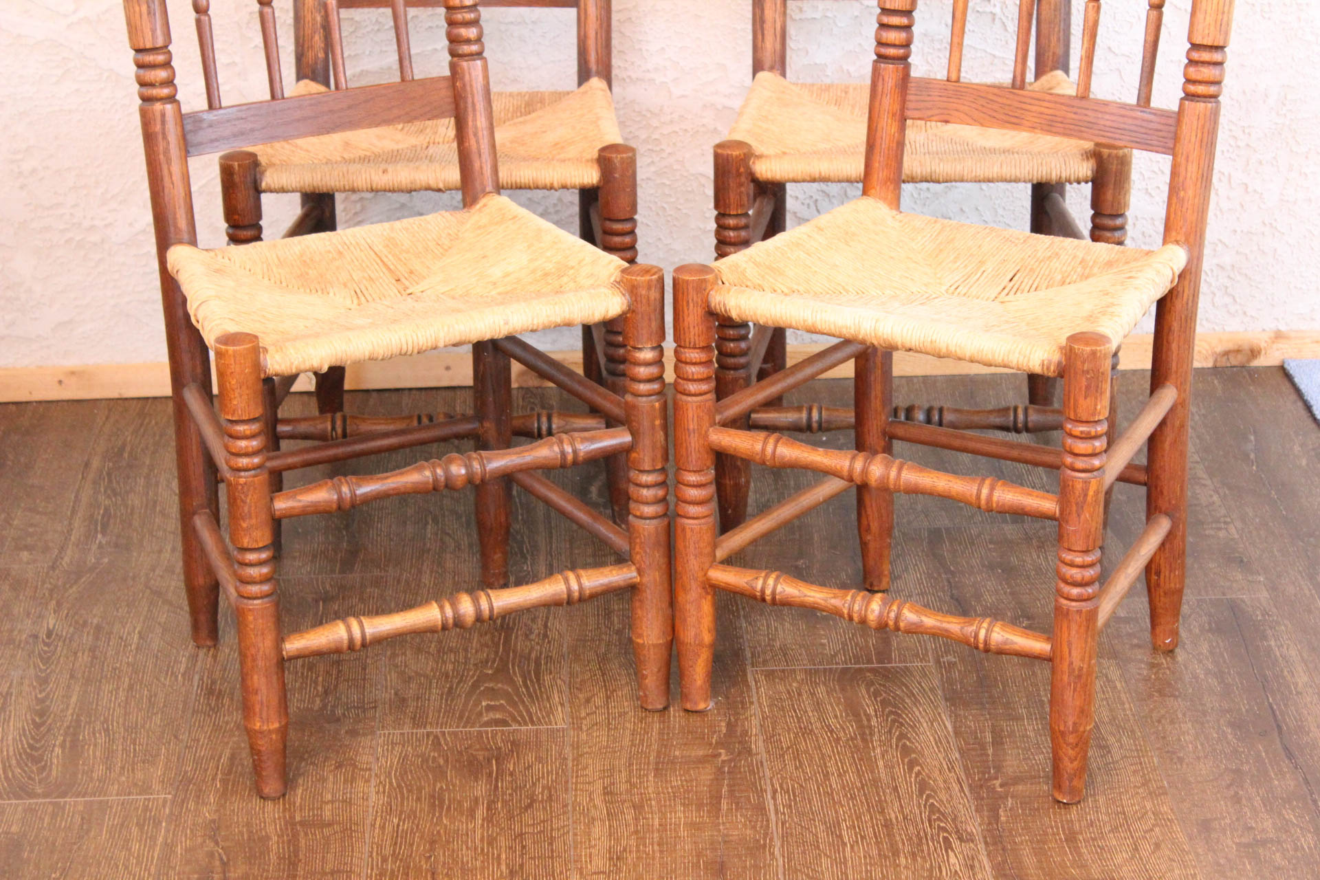Vintage Oak Dining Chair Set