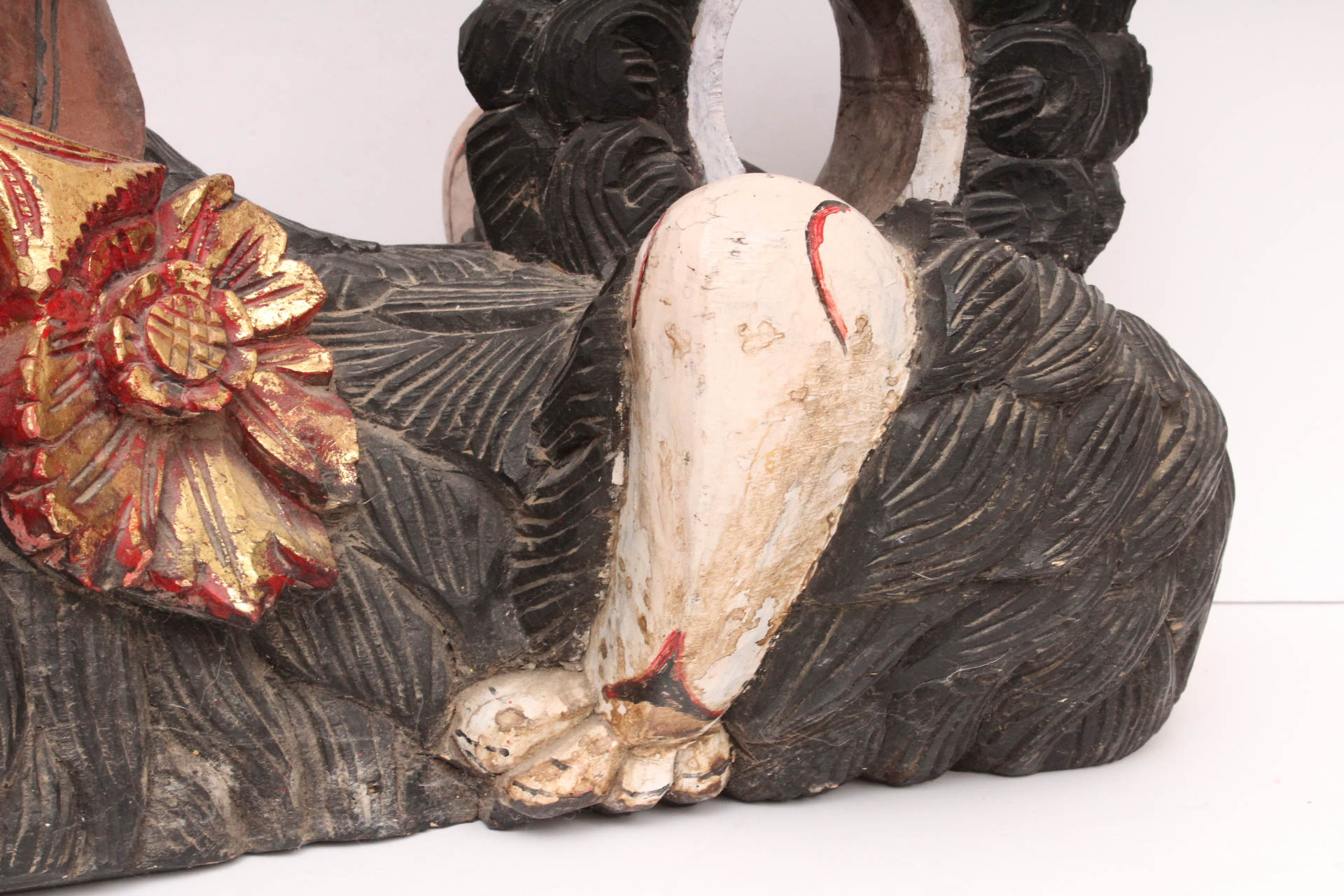 Indonesian Carved Wood Guardian Lion