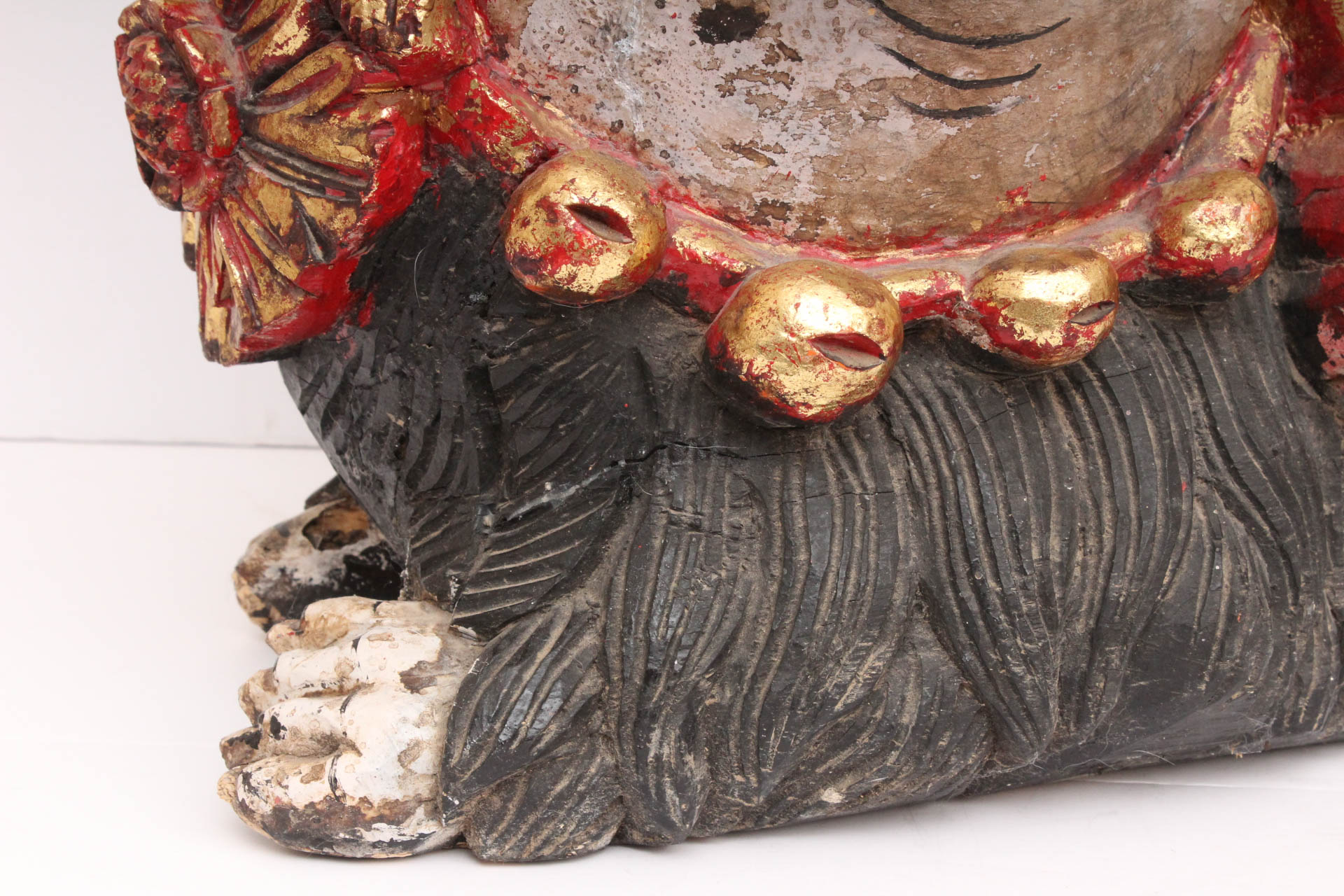 Indonesian Carved Wood Guardian Lion