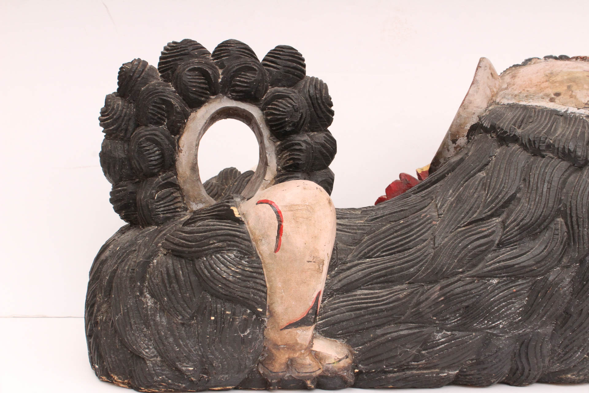 Indonesian Carved Wood Guardian Lion