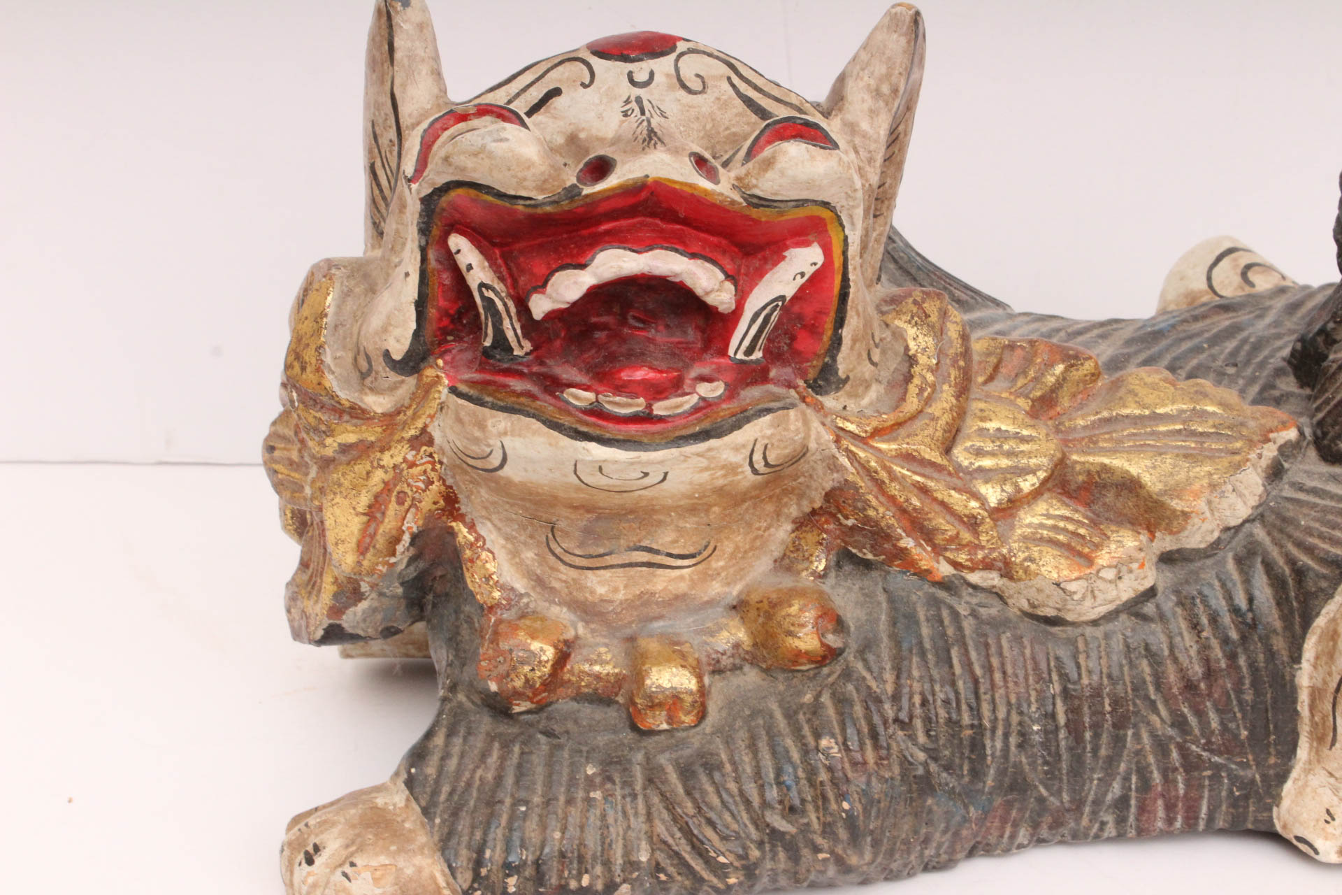 Indonesian Carved Wood Guardian Lion