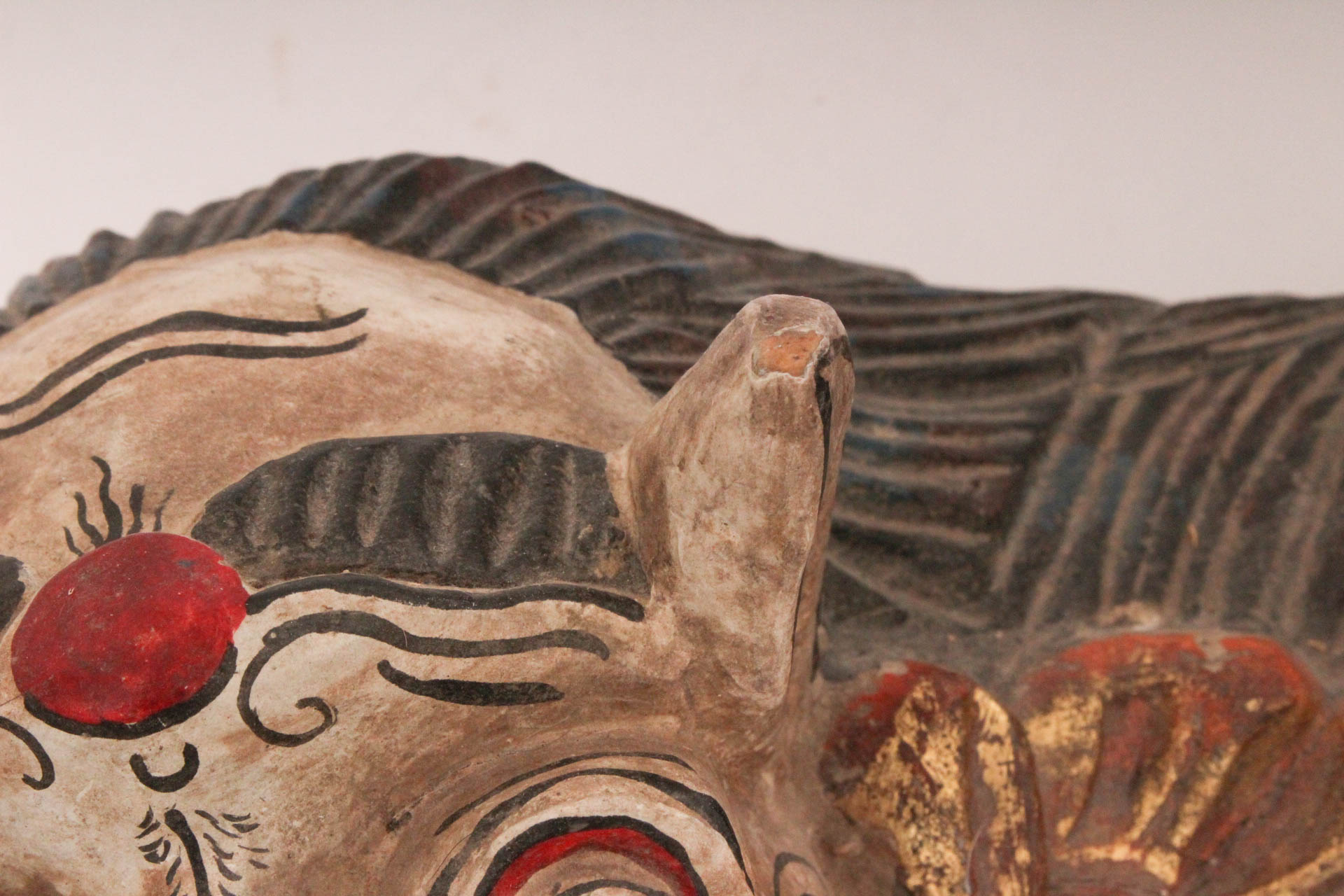 Indonesian Carved Wood Guardian Lion