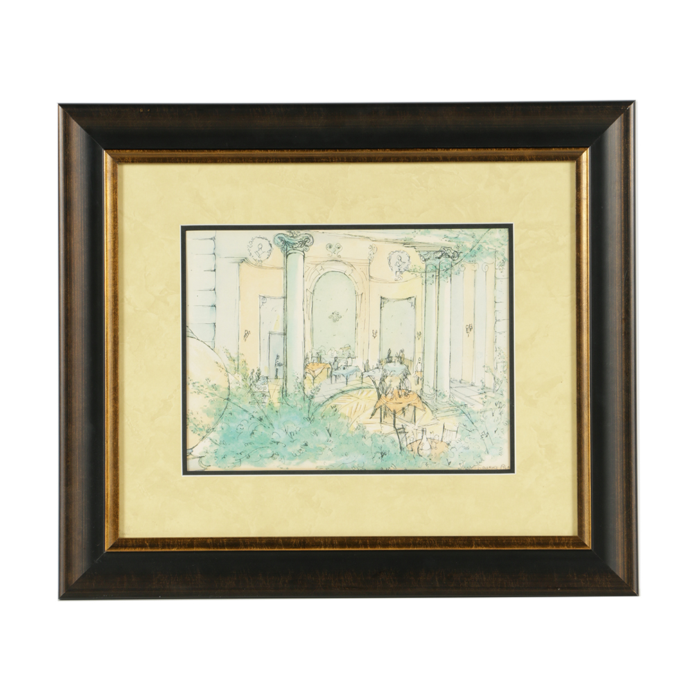 Offset Lithograph on Paper Dining Scene