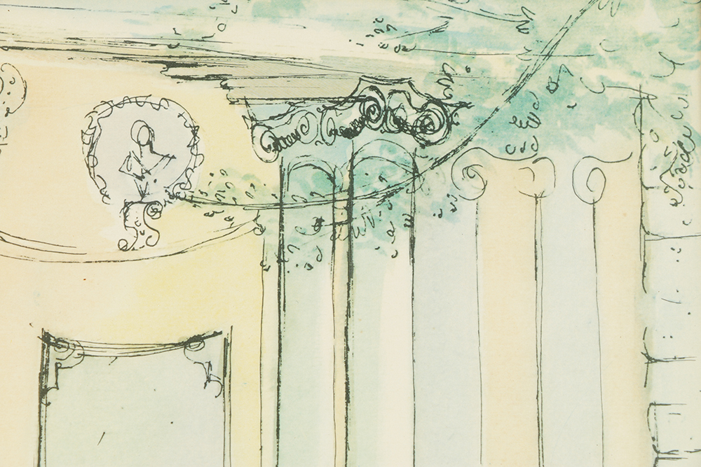 Offset Lithograph on Paper Dining Scene